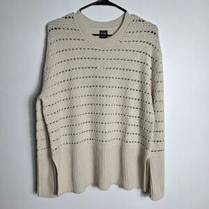 GAP Womens Beige Open Knit Pullover‎ Sweater S Crew Neck Long Sleeve